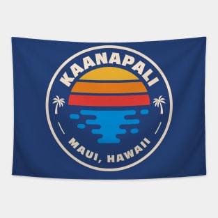 Retro Kaanapali Beach Maui Hawaii Vintage Beach Surf Emblem Tapestry