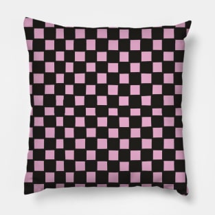 Mini Hand-Drawn Checkerboard Pattern (Pink and Black) Pillow