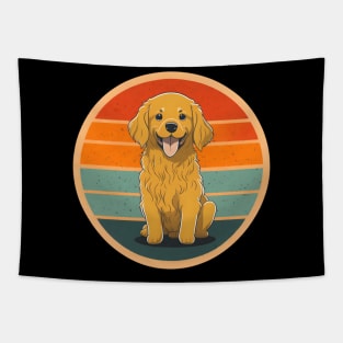 Chibi Golden Retriever Vintage Tapestry