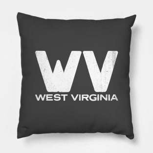 WV West Virginia Vintage State Typography Pillow