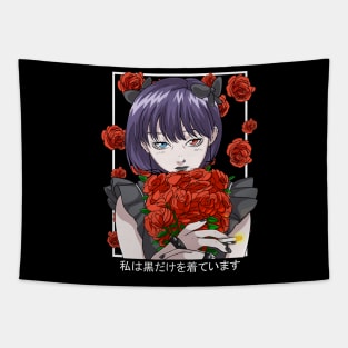 Goth Girl Gothic Bouquet Roses Aesthetic Vaporwave Witch Tapestry