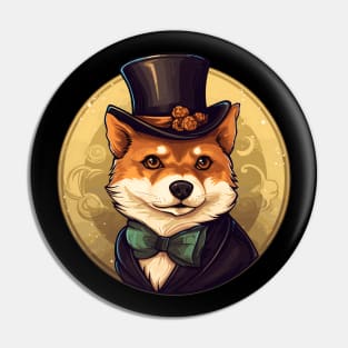 Shiba Inu with Top Hat Pin