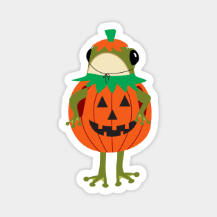 Frog in a Halloween pumpkin costume Magnet