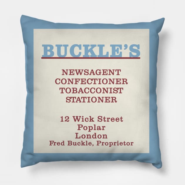 Buckle's Newsagent Call the Midwife London Poplar Pillow by SonnyBoyDesigns