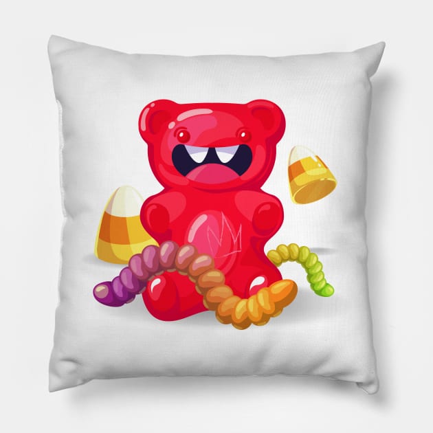 Gummy Bear plays with Candy Worms Pillow by OrangeSdrew