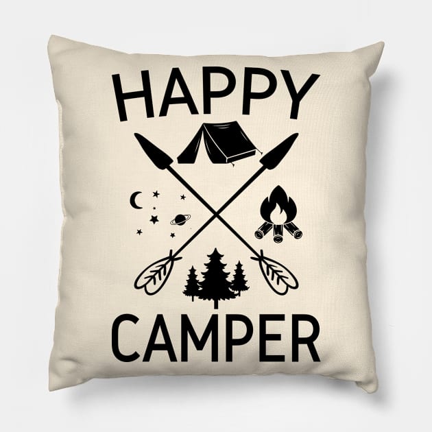 Happy Camper Pillow by Polahcrea