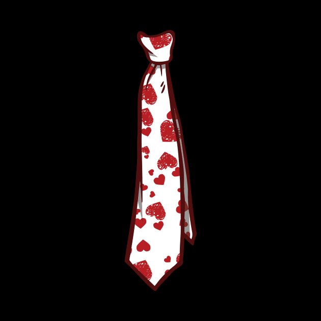 Funny Red Hearts Neck Tie for Valentine Day Gift by Ramadangonim