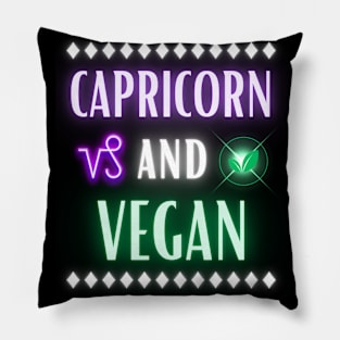 Capricorn and Vegan Retro Style Neon Pillow