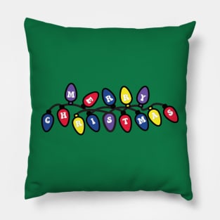 Merry Christmas Festive Lights Blue Purple Red Yellow Pillow