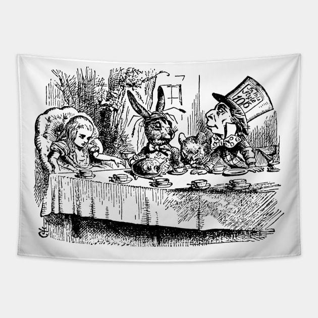 Vintage Alice in Wonderland Tea Party Tapestry by MasterpieceCafe