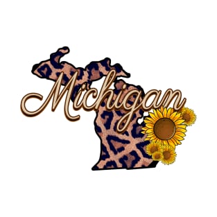 Michigan State Leopard Print Sunflower Pride T-Shirt