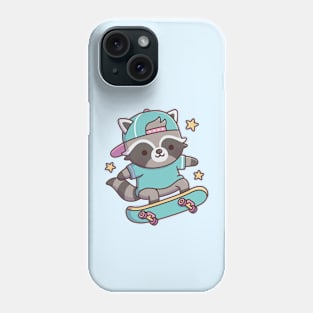 Cute Raccoon With Hat Doing Stunts On Skateboard Phone Case