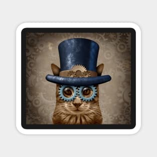 Steam Punk Vintage Cat Magnet