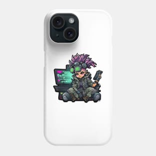 Cartoon Cyber Punk Girl with Futuristic Computer Phone Case