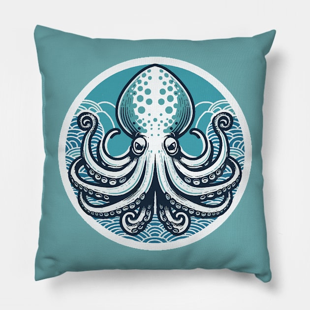 Squid Japanese Art Pillow by SeaLife