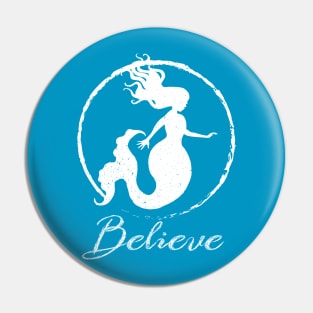 BELIEVE in Mermaids - white Enso Zen Circle Pin