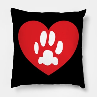 Cat Paw Print Heart Pillow