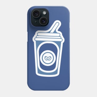 Disposable coffee cup with stick logo vector design. Food and drink object icon design concept. Phone Case