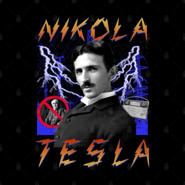 TESLA RAP BAND TEE Nikola Tesla Historic Inventor Electricity 90's Vintage Style by blueversion