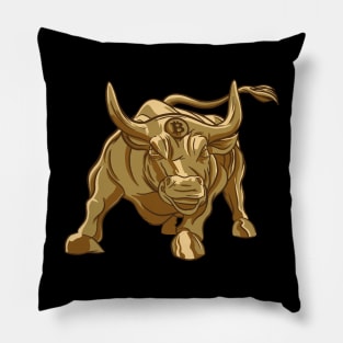 Golden Bitcoin Bull - Funny Crypto Tee Pillow