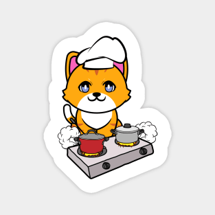 Cute orange cat is cooking Magnet