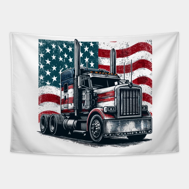 Truck Tractor Tapestry by Vehicles-Art