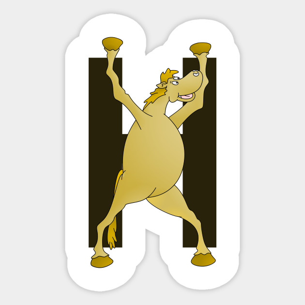 pony monogram letter h educational sticker teepublic