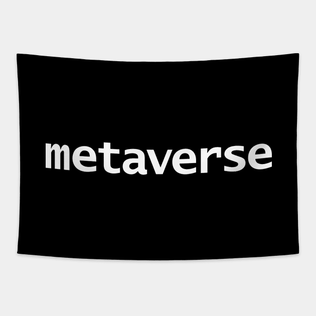 Metaverse Minimal White Text Typography Tapestry by ellenhenryart