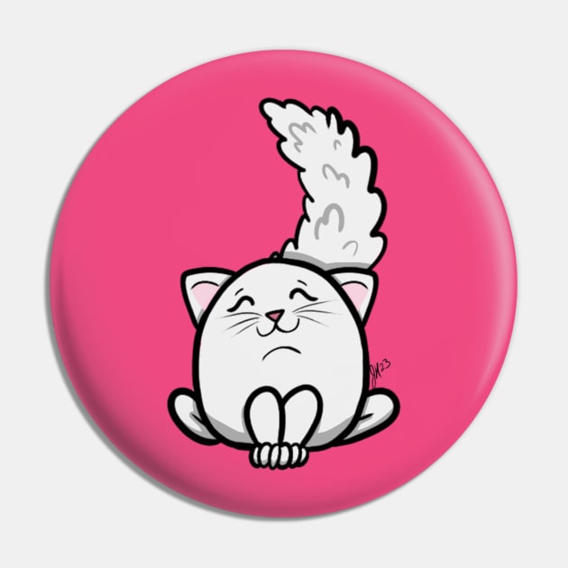 Round Kitty Pin by Jade Wolf Art