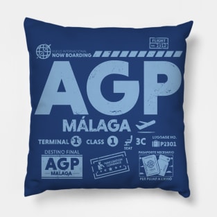 Vintage Malaga AGP Airport Code Travel Day Retro Travel Tag Spain Pillow