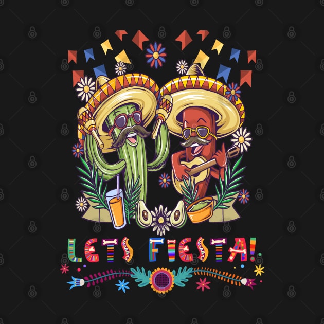 Lets Fiesta Taco Avocado Funny Cinco De Mayo Mexican Party by Peter smith