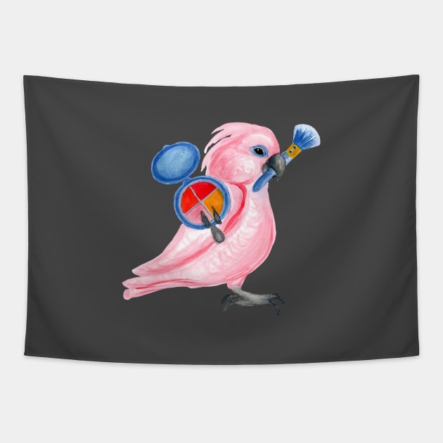 Pink Parrot Beauty Tapestry by IvyLilyArt