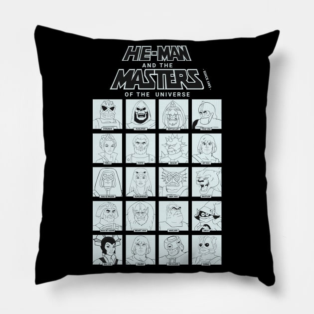 Characters from He-Man and the Masters of the Universe Pillow by DaveLeonardo
