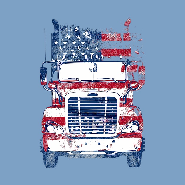 US Flag Truck Driver Patriotic American by Wintrly