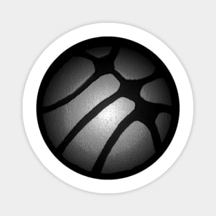 Abstract Silver Basketball on Black Magnet