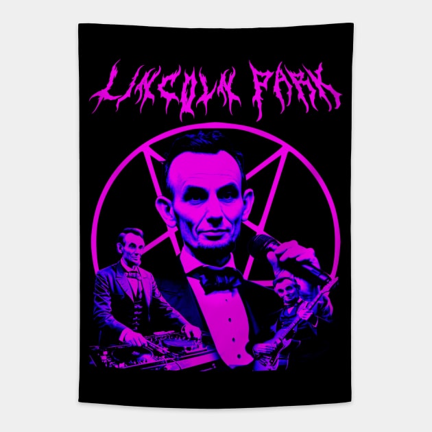 LINCOLN PARK Metal Band Alternate Universe Parody (Hot Neon Pink) Tapestry by blueversion