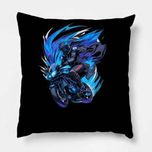 Blue Motorcycle Pillow