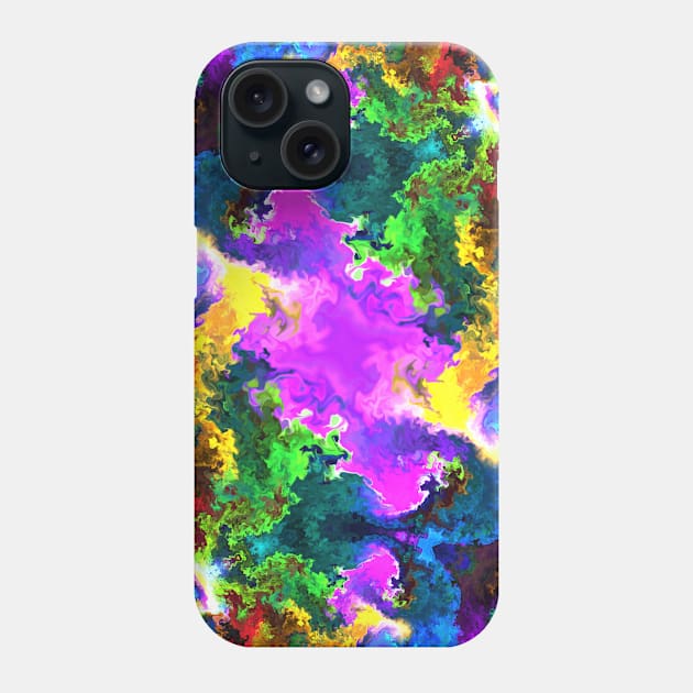 Psychedelic Hippie Square Pink Yellow Blue Red and Green Phone Case by WormholeOrbital