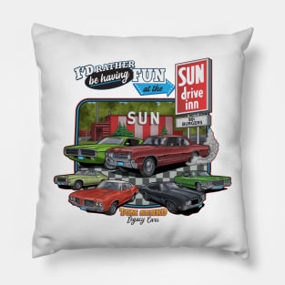 Tom Senko Legacy Cars Sun Drive Inn Pillow