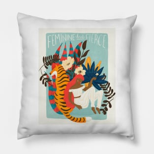 Feminine but Fierce Girl and Tiger Pillow