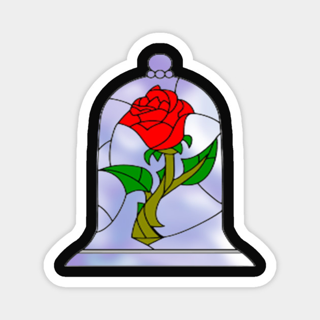 Beauty And The Beast Stained Glass Rose Disney Magnes Teepublic Pl