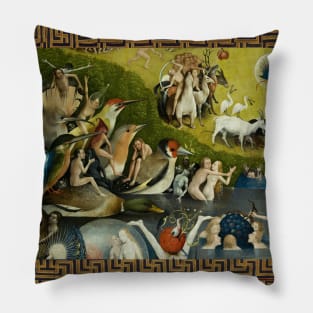 Garden of Earthly Delights ,Paradise, Birds and Animals Detail by Hieronymus Bosch Pillow