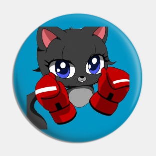 Boxing Black Cat Pin