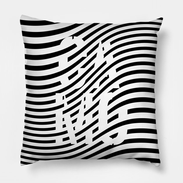 Camo samo cool psychedelic black and white Pillow by ivaostrogonac