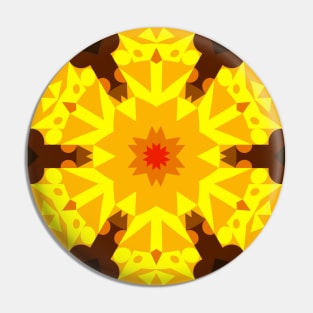 Retro Mandala Flower Yellow and Orange Pin