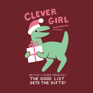 Clever Girl Christmas Dinosaur T-Shirt