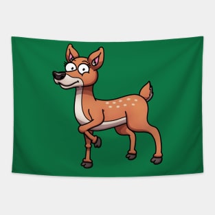 Cute Happy Cartoon Female Deer Tapestry