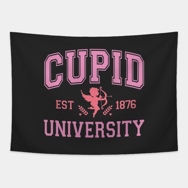 Cupid University Est 1876 Valentine Pink Tapestry by Nessanya