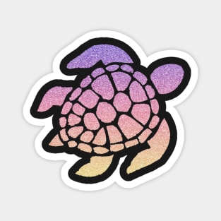 Pastel Sunset Ombre Faux Glitter Turtle Magnet