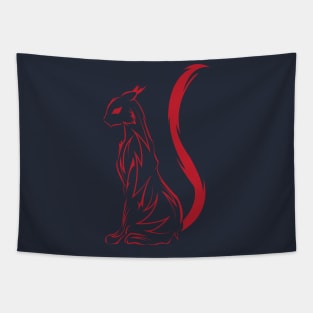 red tribal cat tattoo Tapestry